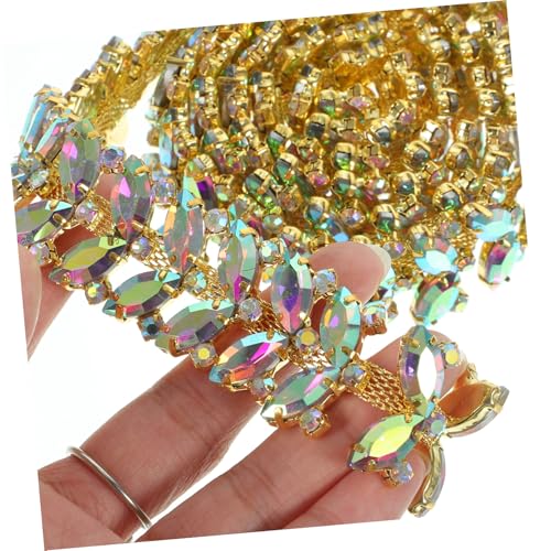 Accesorios de boda: cadena de cristales AB dorada para diseño DIY 6