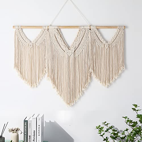 Soonow Large Macrame Wall Hanging, Boho Home Wall Decor, Macrame Art Handmade Woven Tapestry Bohemian Chic For Bedroom Living Room Apartment Dorm Room Decoration - 43"X32" #TOP3