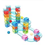 Edushape Magnetic Rolling Paths Marble Run STEM Baby Toy - Magnetic Stacking Tower with 4 Balls for Child Cognitive Development, Fine Motor Skills, Tactile Senses for Kids Aged 3 and Up