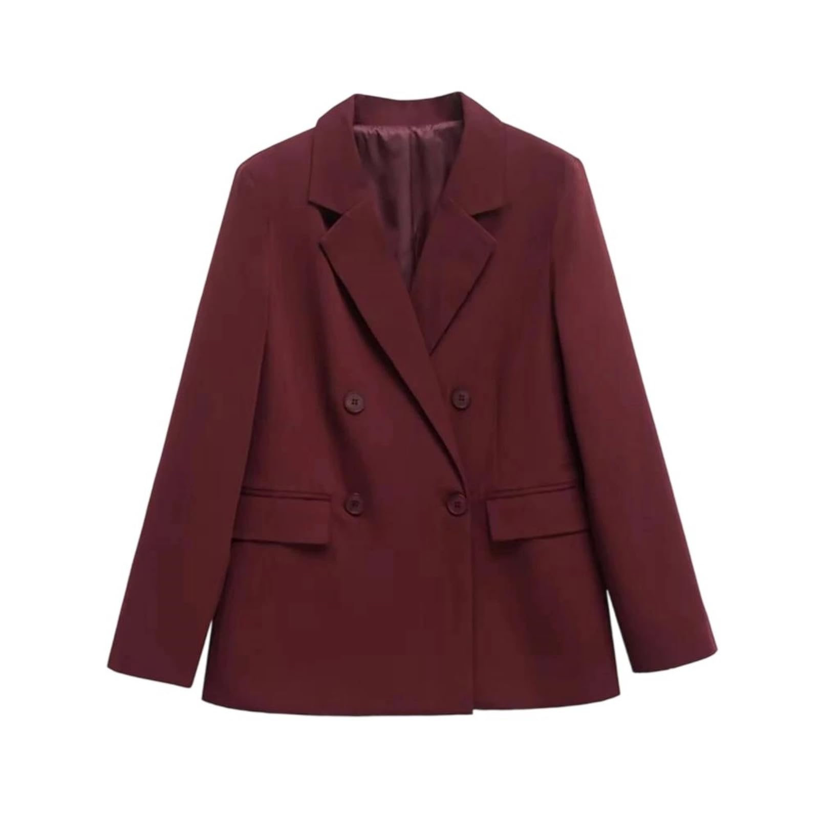 Womens Double Breasted Blazer Jacket Long Sleeve Fashion Coat with Flap Pockets Stylish Outerwear for Women