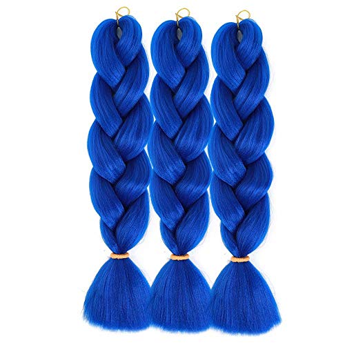 Dark Blue Synthetic Braiding Hair Synthetic Hair For Crochet Twists Locs Braids Hair 3 Packs 24 Inch By Leticia