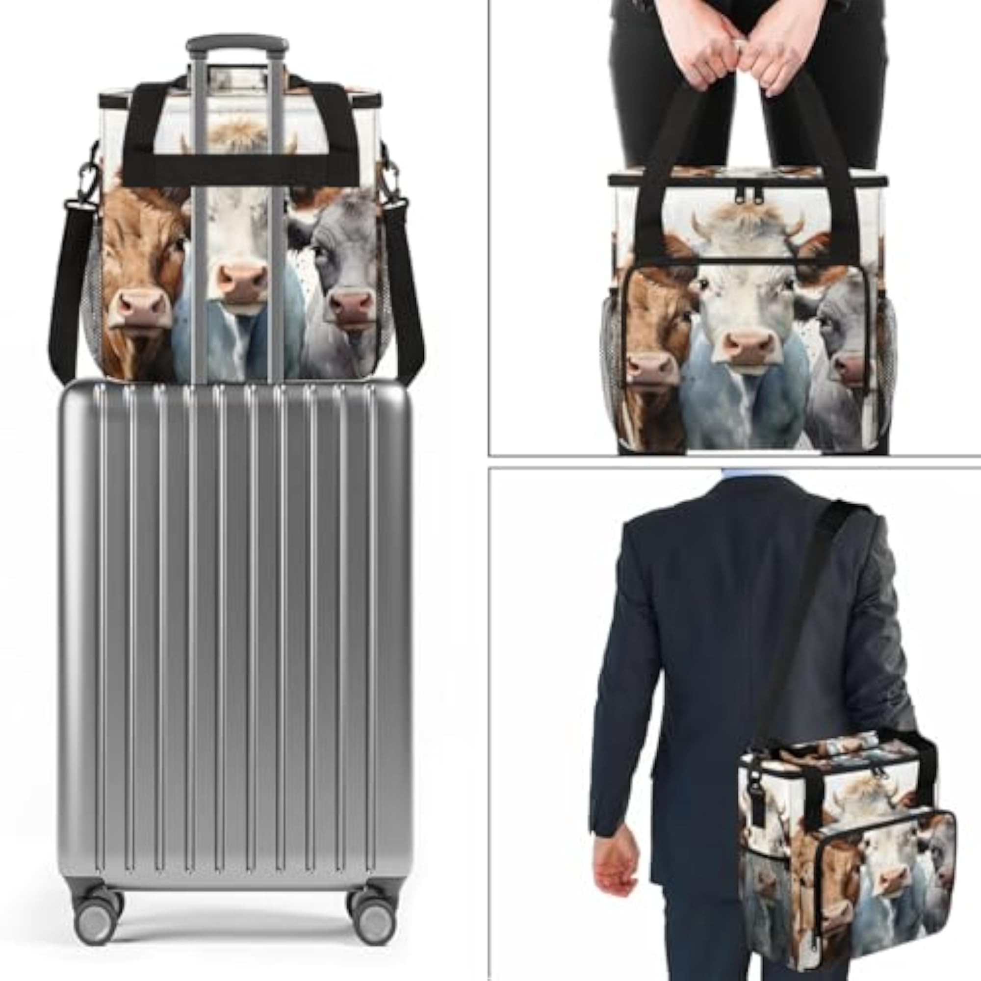 Cow Animals Coffee Maker Carrying Bag, Insulated Tote