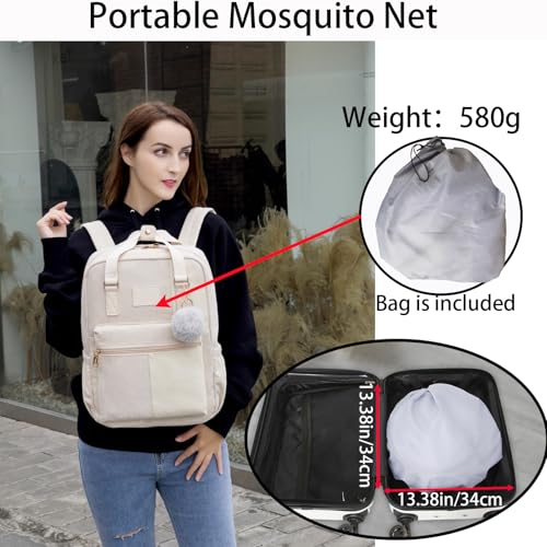 Image of CMINGJ Portable Mosquito Net Foldable Pop-Up Travel Mosquito Net for Bed Free Installation-Suitable for Baby Adults Bedroom, Camping, nap, Patio with Bottom Zipper Large (Black net)