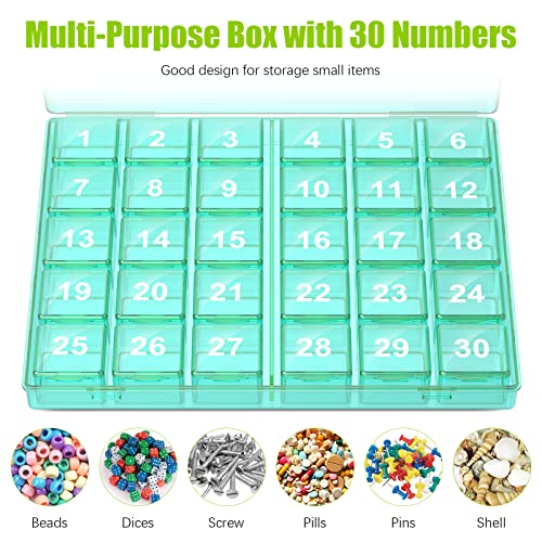 Image of Monthly Pill Organizer Once a Day - 30 Day Pill Organizer Box - Easy to Open - Large Compartments Portable Case for Travel, Month Pill Cases Medicine Organizer for Vitamin (Green)