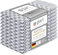Glart 48SG 10er Set Küchentücher 50x70 cm aus 100% Baumwolle in grau, OEKO-TEX Standard 100 zertifiziert, fusselfrei, waschbar, vorgewaschen für die Küche und Abwasch