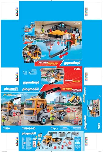 PLAYMOBIL | Action Heroes | Camion de Chantier avec Grue | Jouet pour Enfants | Set de Construction | Jouet pour Enfants à partir de | 71750 - vue 6