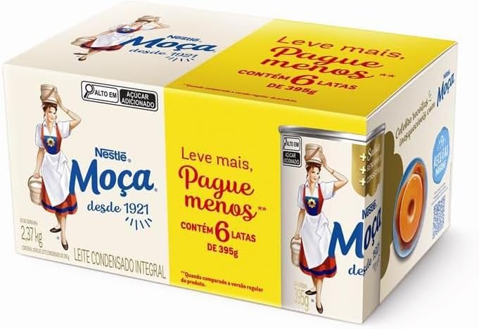 Pack Leite Condensado MOÇA Integral Lata 395g com 6 unidades