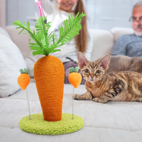 Rascador para gatos POPETPOP en forma de zanahoria con cuerda de algodón miniatura 4