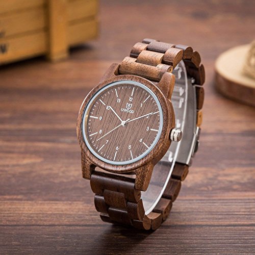 Leeev Wooden Watches Uwood Series 40 Mm Unisex Natural Handmade Wood Watch With Gift Box & Band Adjustable #TOP1
