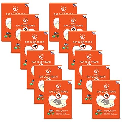 WBM Home Rat Pads, Enhanced Stickiness, Equipped with Protective Cover Glue Traps, 12 Count, Small Cover