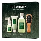 AROMATICA Rosemary Scalp Scaling Trial Kit - Mini Wooden Hair Brush - [Shampoo 3.38 fl. oz. / Root...
