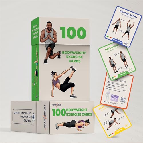 100+ Bodyweight Exercise Flashcards for Home Workout – PhysioSpace’s All in One Exercise Cards & Game Deck for Every Fitness Level with Video Tutorials (No Equipment Needed)
