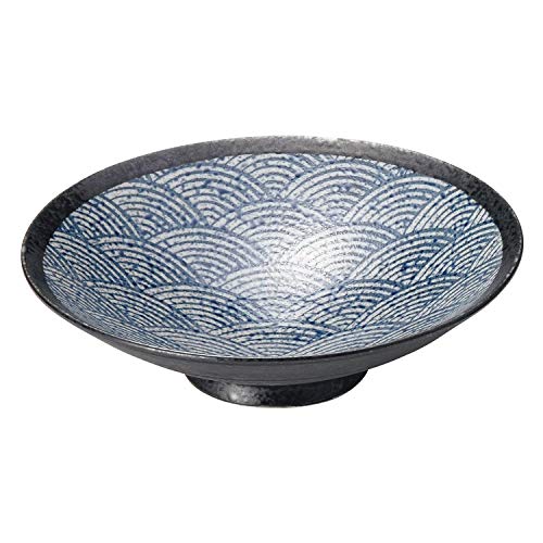 Kakuni Japanische Donburi-Schale Seigaiha Blau 28cm