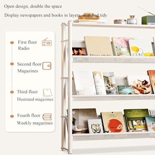 Organizador de estantería de hierro forjado resistente para decoración y libros 6