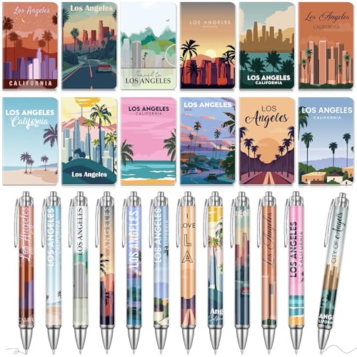 Sayglossy 24 Pcs Los Angeles Notebook with Pens Souvenirs Gifts Set, 12 Ballpoint Pens and 12...