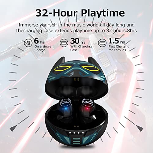 Image of Wireless Earbuds, Bluetooth 5.0 Stereo Headphones, in-Ear Sweat-Proof Wireless Earphones Dual Mic and Noise Reduction, Touch Control Headset with Cartoon Blue Changing Men Charging Case