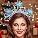 Lorealri Light Up Headband Led Snowflakes Headband Glowing Rave Festival Party Princess Dress Up Headwear for Women (Blue-White A)