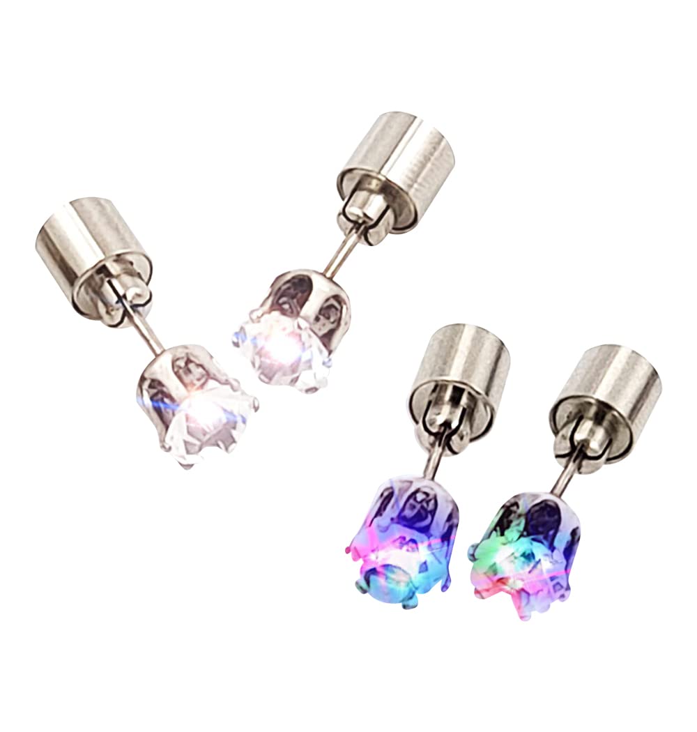 WeGlow - Flashing Diamond Stud Earrings - LED Light Up Jewelry - New Year’s Eve - Halloween - Birthday - Fun Events - 2 Pairs
