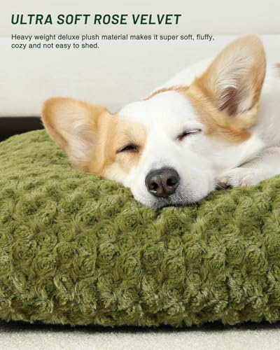 Image of KSIIA Washable Dog Bed Medium Size Dog Crate Bed Pet Mat 29 inchx21 inch Green | Deluxe Plush Comfy Kennel Pad, Anti-Slip Bottom,Deep Sleeping Mat for Medium Dogs,Machine Washable for Easy Cleaning