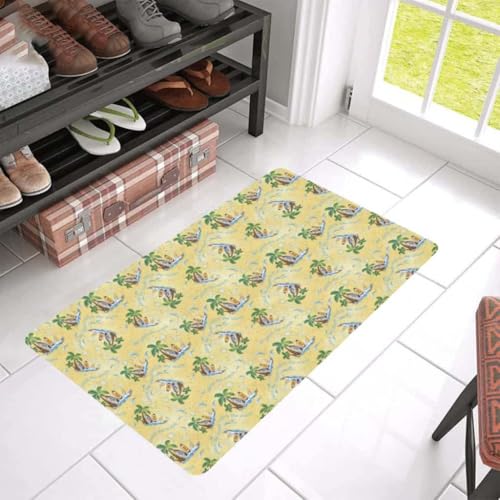 ���փ}�b�g �T�[�t�L���b�`�U�E�F�[�u�f�U�C�����o�[ 50×80cm doormat Surf Catch the Wave Design Rubber