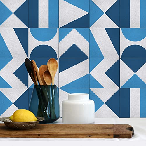 Robin Sprong Easy-to-Apply 20 Blue Lugano 6x6" Wall Tile Stickers