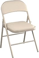 Vista 6 de Juego de 4 sillas plegables de tela azul con asiento acolchado