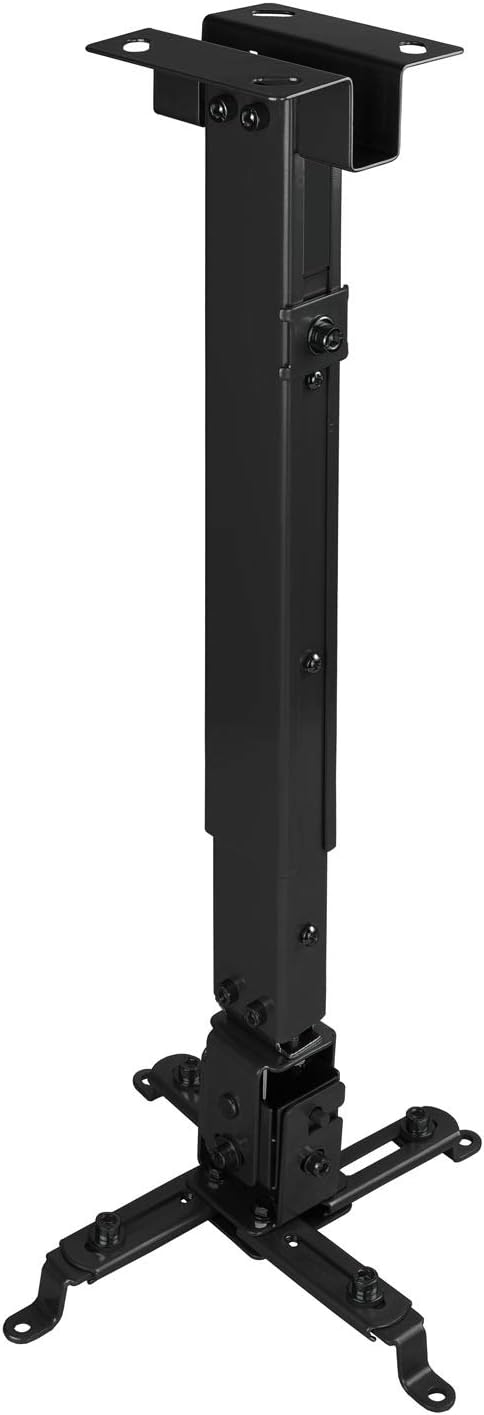 TooQ PJ2012T-B - Adjustable Ceiling Tilt and Adjustable for Projectors up to 20 kg Weight, Height Adjustable from 130 mm to 650 mm, Tilt +/- 15°, Black