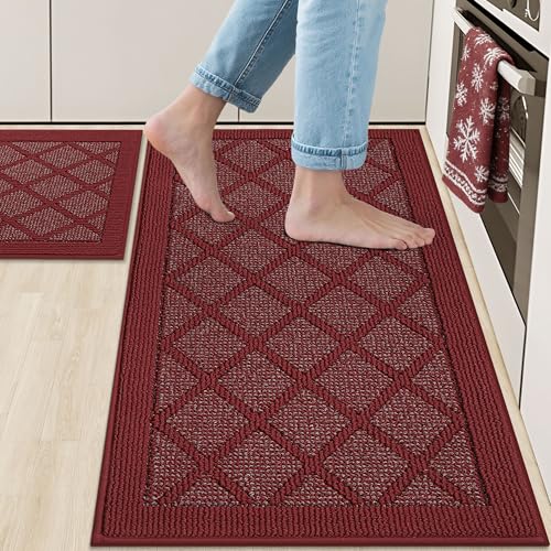 COSY HOMEER Kitchen Rug Non Slip Washable, 20"x48" Absorbent Kitchen Mats for Floor, Runner Rugs for Kitchen Floor, 100% Polypropylene Kitchen Sink Rug (Beige) Beige 4' x 1'8" (Rectangular)