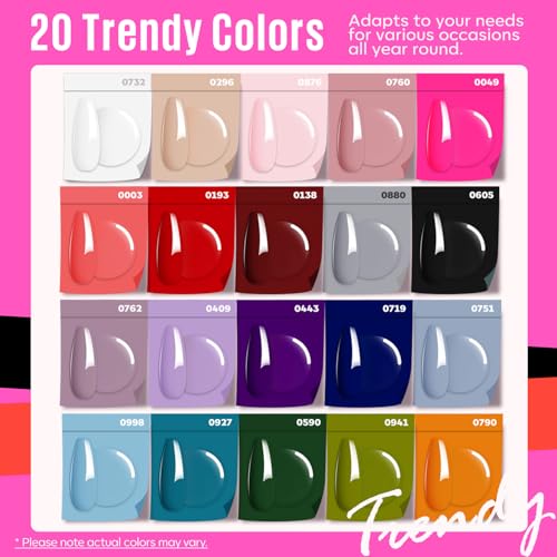 MEFA 34 Pcs Gel Nail Polish Kit with U V Light, 20 Colors All Seasons Soak Off Gel Polish Nail Set with Matte/Glossy Base Top Coat Essential Manicure Tools Nails Art DIY Salon Home - Thumbnail 3