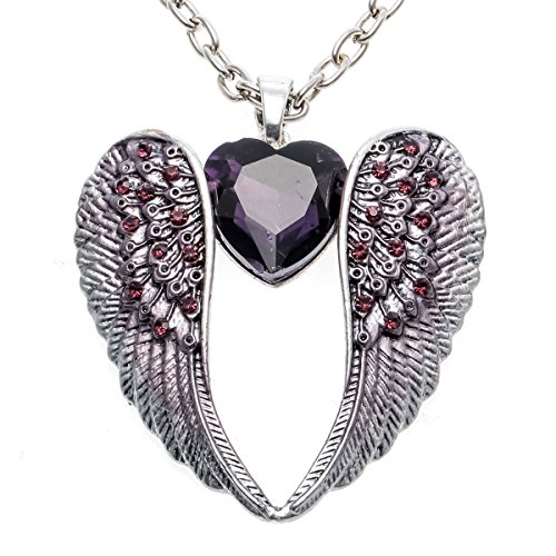Szxc Women's Angel Wings Heart Pendant Necklace 18"+2"