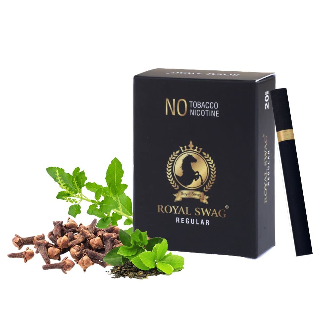 Royal Swag Ayurvedic Herbal Cigarettes 100% Tobacco Free & 100% Nicotine Free Regular Flavour 20 Sticks Non Addictive - | Smoking Cessation (Pack Of 20)