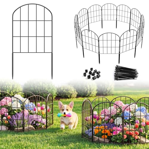 19 Pack Decorative Garden Fence Panels - 24in (H) x 20.58ft (L) Animal Barrier Fence No Dig Fencing Rustproof Metal Wire Edging Panel Border Apply to Dog Fencing for Yard Outdoor Decor Flower Beds
