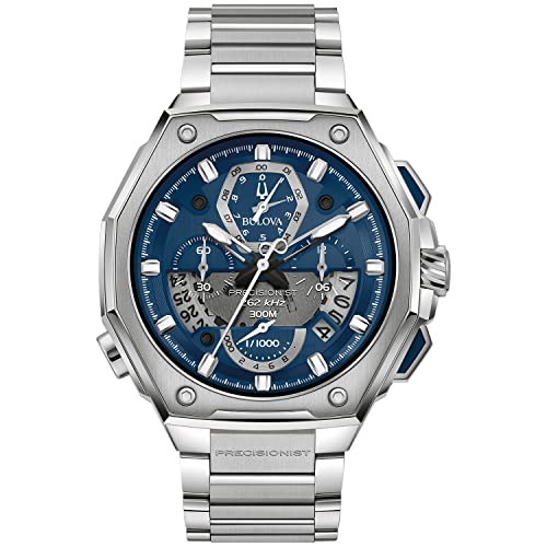 Bulova Men's Blue Dial Stainless Steel Watch | 44.5mm | Precisionist Chronograph