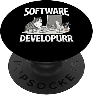 Software Developurr Cat Coding Feline - PopSockets Adhesive PopGrip