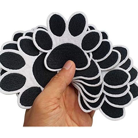 3.1"x2.7" Set of 12pcs Dog Paw Puppy Paw Iron On Embroidered Patches Appliques Machine Embroidery Needlecraft Sewing Clothes Cover