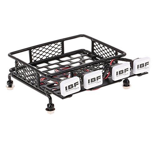 OWSOO Rack de Bagageiro com Barra de Luz Quadrada para 1/10 RC Crawler Axial SCX10 D90 110 Traxxas T
