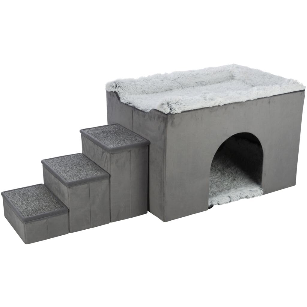 TRIXIE Höhle Harvey mit Treppe - grau/weiß-schwarz 154 × 60 × 60 cm