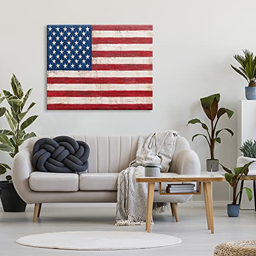 Image of Stupell Industries 'Rustic American Flag Red White Blue'| Canvas Art | Stupell Industries | 48 x 36 Inches, Easy to Hang and Sturdy, Made in USA, by Ruane Manning