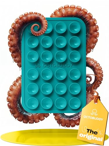 Image of OCTOBUDDY - Silicone Case Suction Phone Case Adhesive Mount - Hands-Free, Strong Grip Holder For Selfies & Videos - Durable, Easy To Use - iPhone & Android Compatible - 2.25? X 3.25?, Turquoise