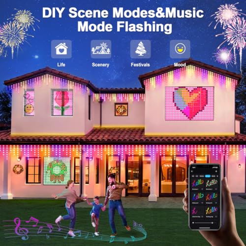 AHAWILL Icicle Lights for Outside,33ft Christmas Lights Outdoor with Dimmable 255LED,IP65 Waterproof,USB Plug in Curtain String Lights with DIY Scene Modes for Party,Roof,Halloween Decor(Multicolor) - image 4