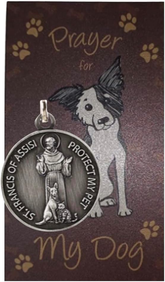 Westmon Works St Francis Medal for Dogs Collar Pendant with Saint Pet Prayer Card - Image 2