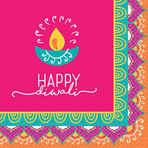 Amscan Happy Diwali Beverage Paper Napkins - 5