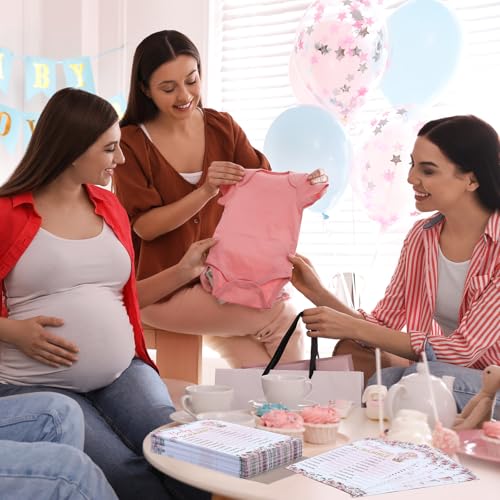 Image of Jetec 302 Pcs Baby Shower Games, 6 Games,50 Sheets Each, Pink Elephant