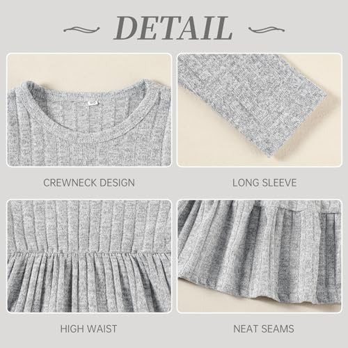 Image of Toddler Baby Girl Long Sleeve Dress Girls Knit Sweater Dresses Tiered Kids Swing Holiday Clothes Fall Winter