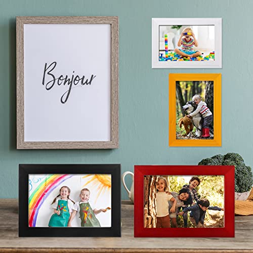 4X6 Picture Frames Set Of 6, Colorful Photo Frame Small Photo Frame Wooden Modern Cute Wall Decor Wall And Tabletop Picture Frames For Kid Woman Artwork Frames, White Black Orange Blue Pink Rose #TOP4