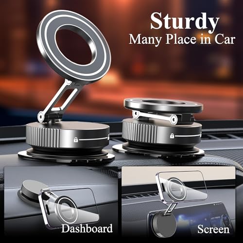 LnkXT Vacuum Magnetic Phone Holder for Car,Full Metal Body,Vacuum Suction Phone Mount,Magsafe Car Mount for iPhone, Folding Holder for iPhone and Android (White) - image 6