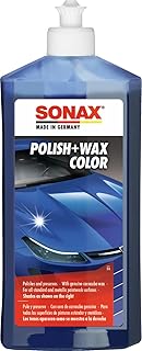 SONAX Polish+Wax Color NanoPro Azul (500 ml) pulimento de fuerza media con pigmentos de color y componentes de cera | N.° 02962000-544