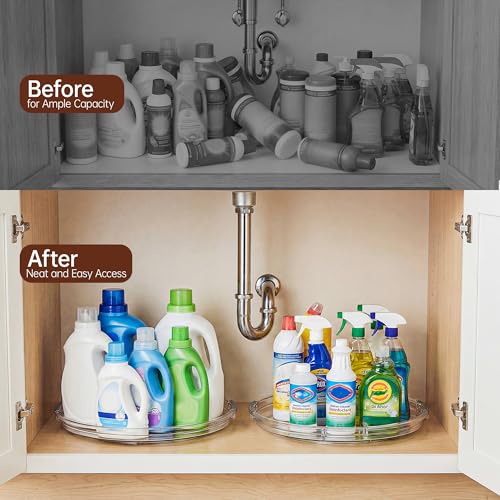 Image of LAMU 12 in Lazy Susan Turntable, 2 Pack Clear Spice Rack, Organizer Storage