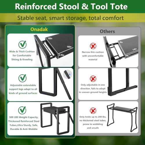 Image of Garden Kneeler and Seat Foldable Gardening Stool with Extendable Legs