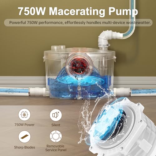 Image of SUPERFLO 750W Macerating Toilet System Powerful Macerator Toilet Pump
